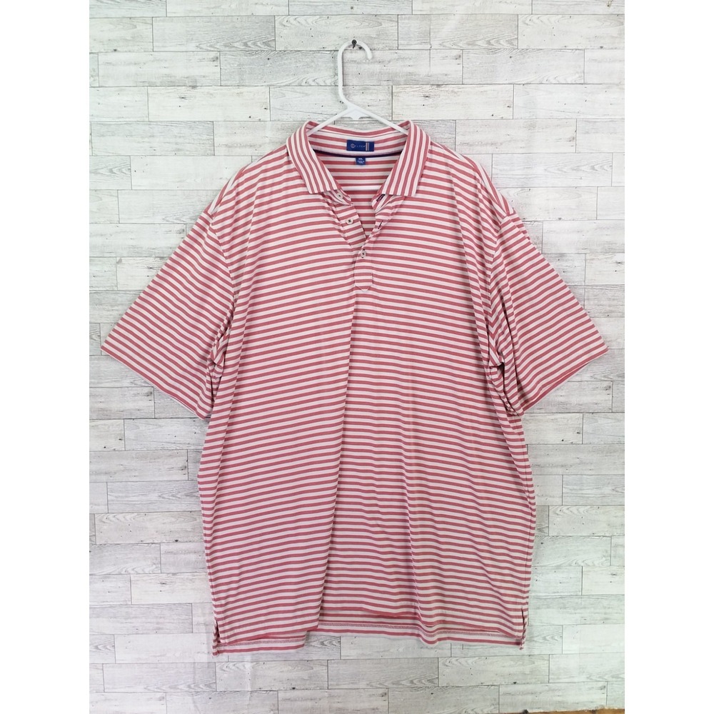 Men's Stitch Golf Polo Shirt Striped Performance Stretch Size XXL Red White